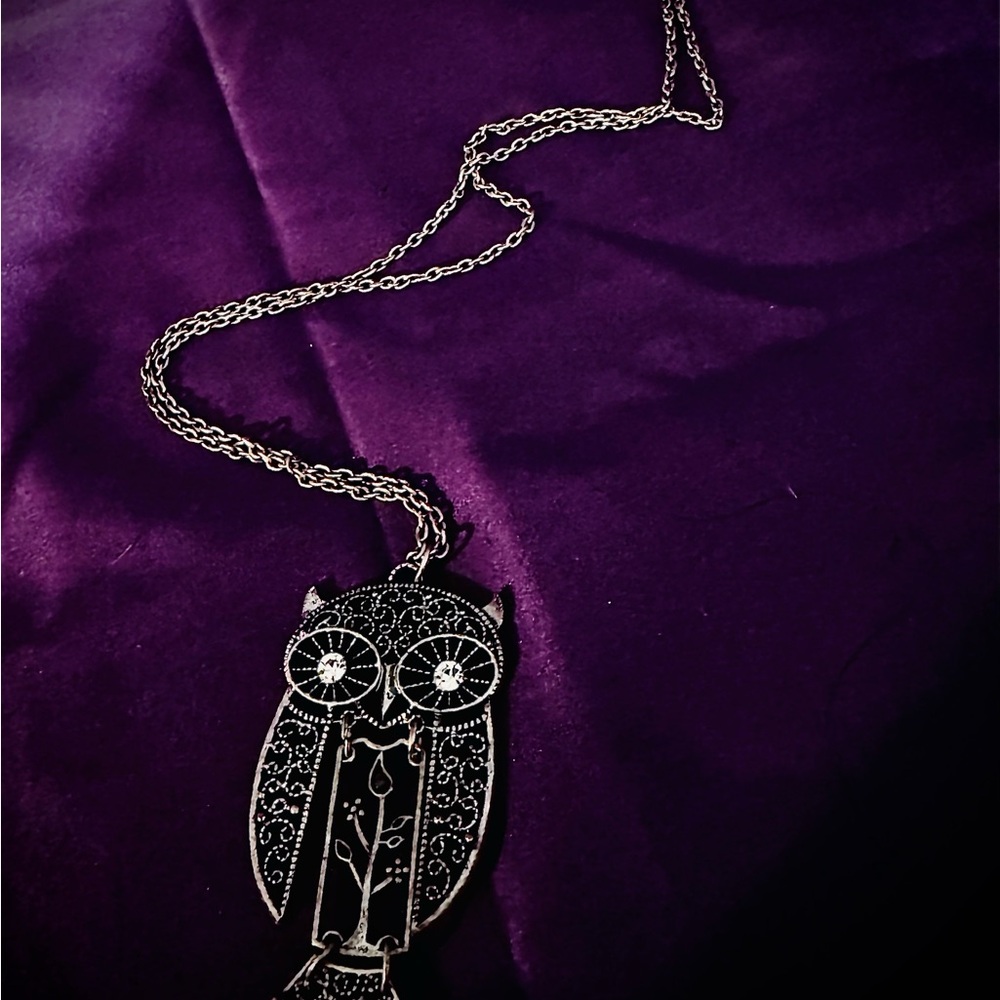 Silver Owl Pendant Necklace